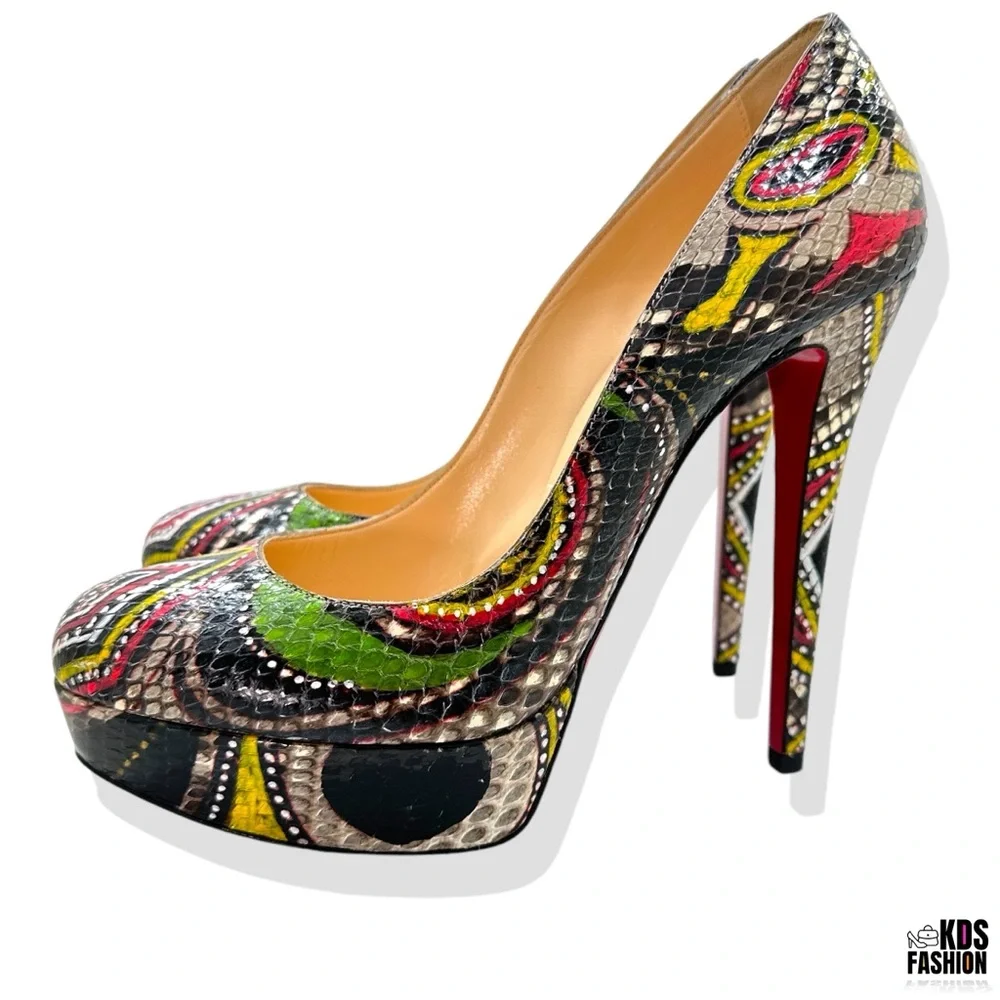Christian Louboutin Bianca 140 Python Masai Platform Heels US 8.5 EU 39 Rare - Picture 1 of 11